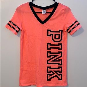 PINK varsity short sleeve top